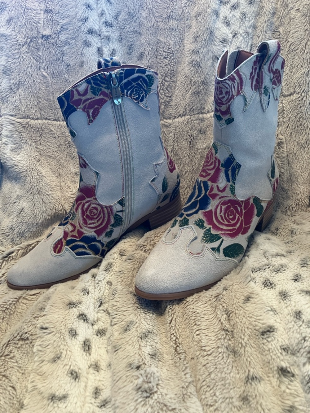 L’ ARTISTE spring step boots /multi flower boots size 7.5 38 cream BLAYNE/RDM
